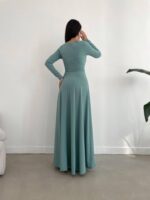 فستان ماكسي بفتحة جانبية - أخضر