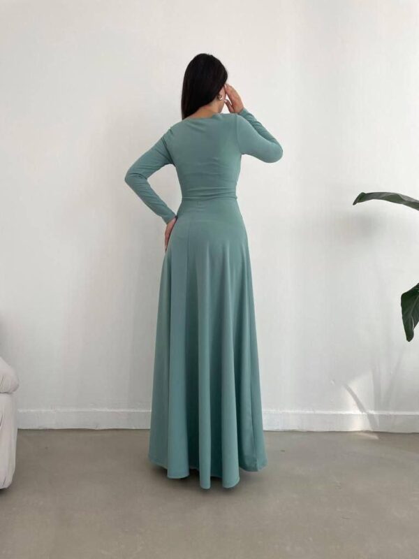 فستان ماكسي بفتحة جانبية - أخضر