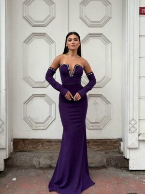 فستان سهرة طويل - بنفسجي