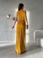 فستان سهرة طويل - ذهبي